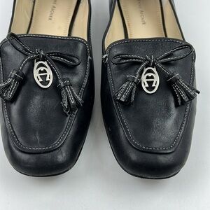 Etienne Aigner Women's Black Leather Loafer Shoe with Bow